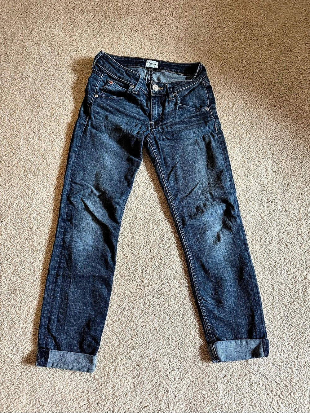 Hudson Bacara Crop Straight Leg Cuffed Cropped Cuffed Jeans Blue Waist 24